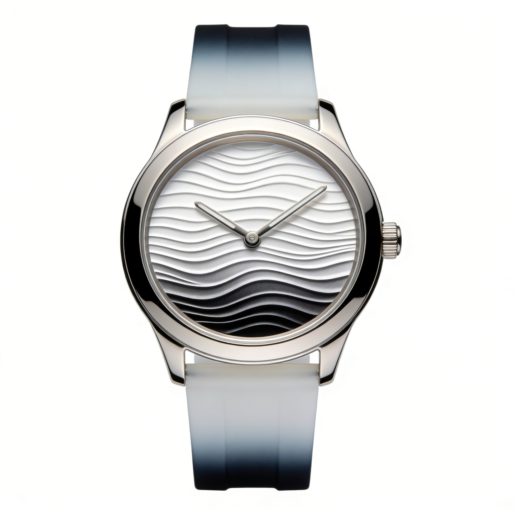Gradient Wave Pattern Unisex Watch with Silicone Strap