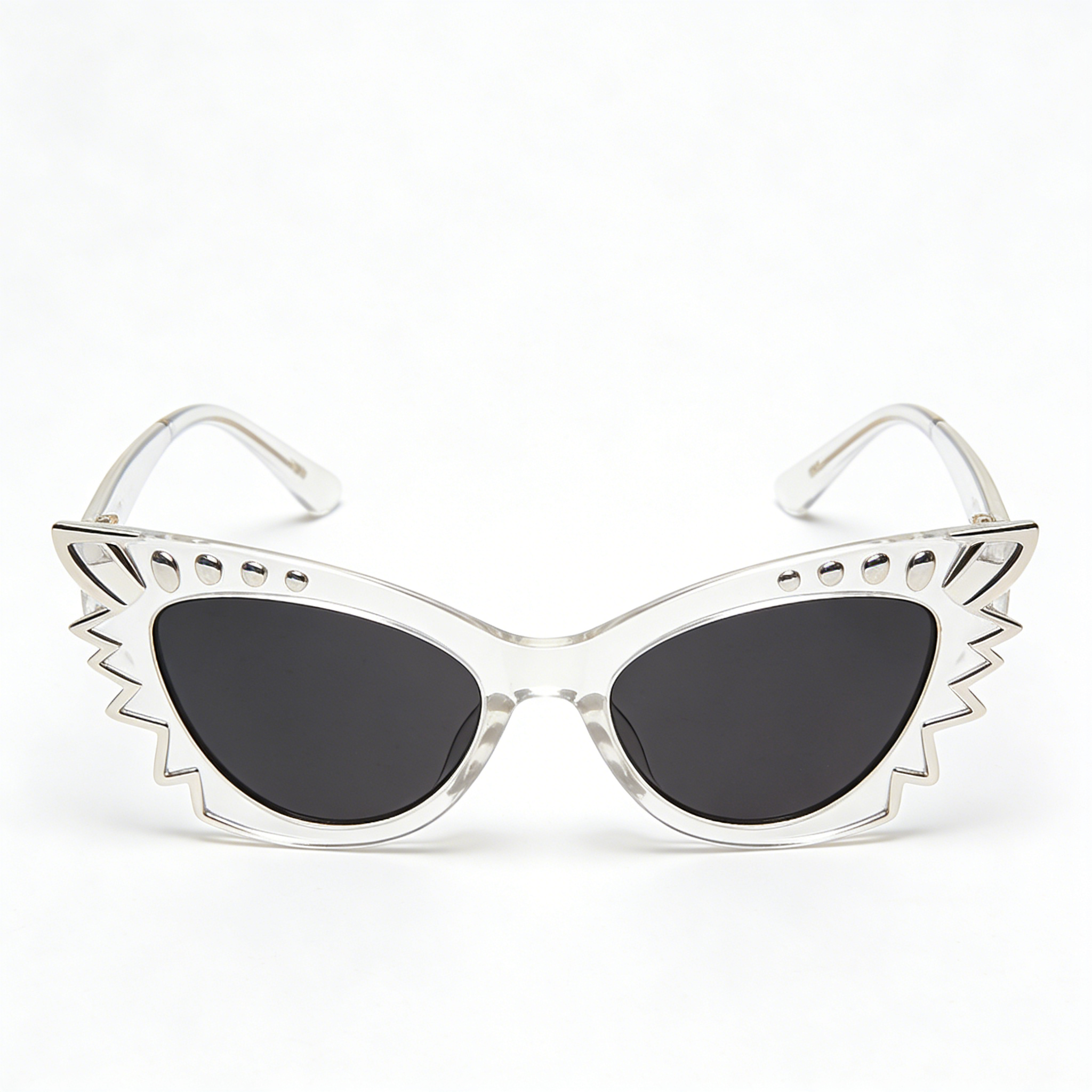 Clear Acetate Cat Eye Sunglasses with Studded Details