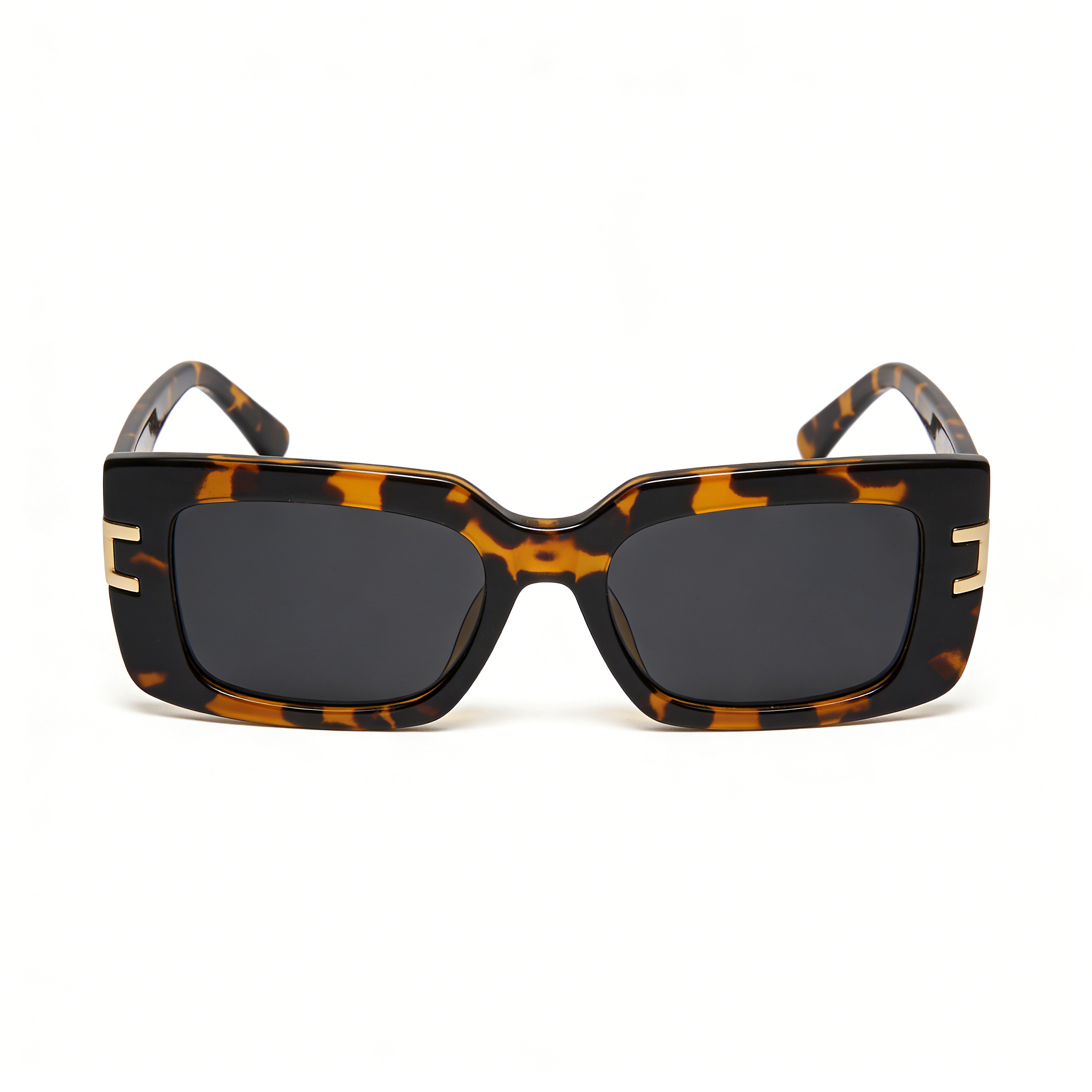 Oversized Tortoiseshell Square Sunglasses with Gold Accents
