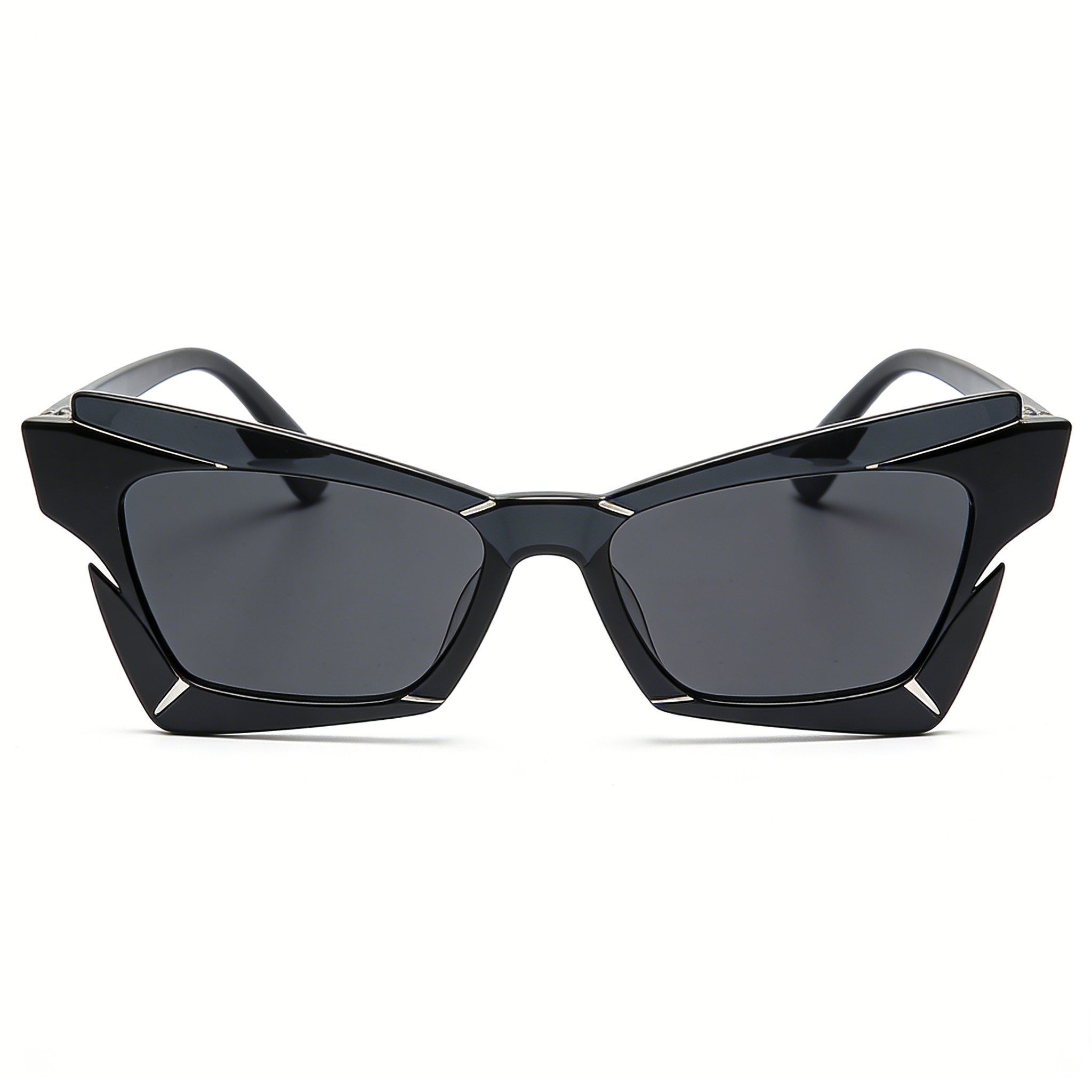 Futuristic Angular Black Cat Eye Sunglasses